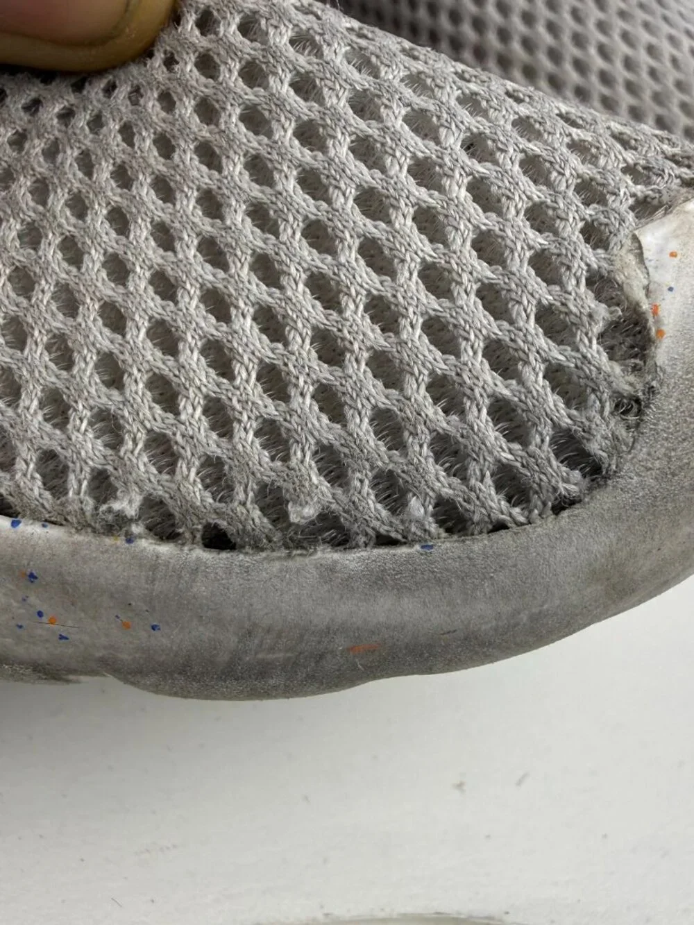 Boy's Size 4 Adidas Gray Speckled Athletic Sneakers Walking Shoes GZ7984 damage